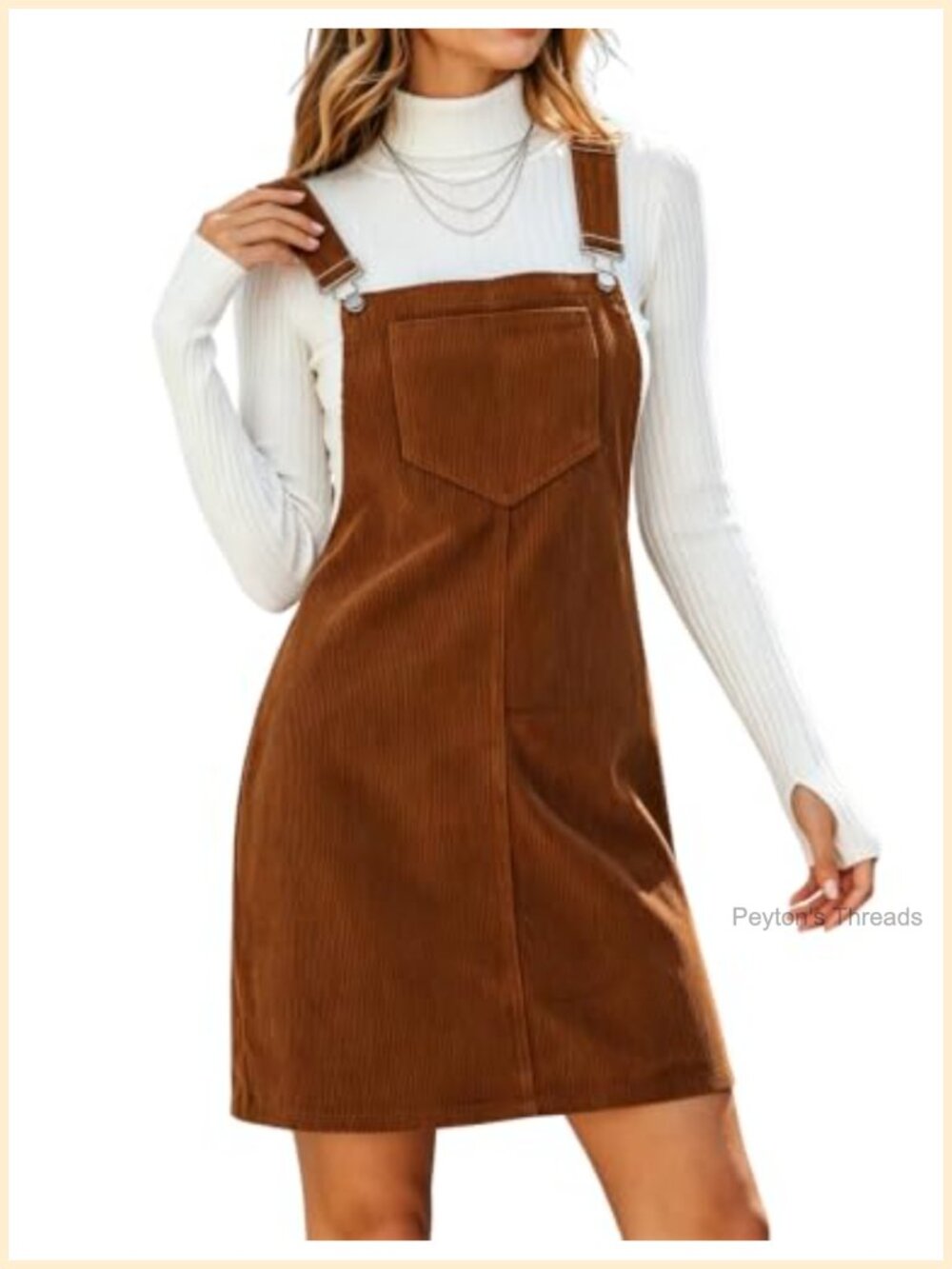 Corduroy Overall Bib Pinafore Dress Jumpsuit Suspender A-Line Midi